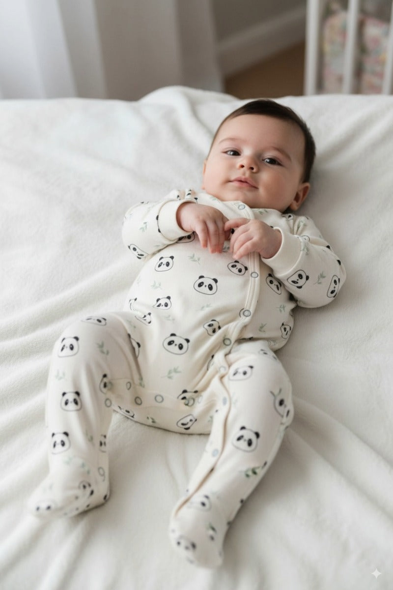 Oppland Erkek Bebek Tulum 0-3 ve 3-6 Aylık Bereli Organik %100 Pamuk Kumaş Uzun Kol Çıtçıtlı OPEBT26BUBMOD53